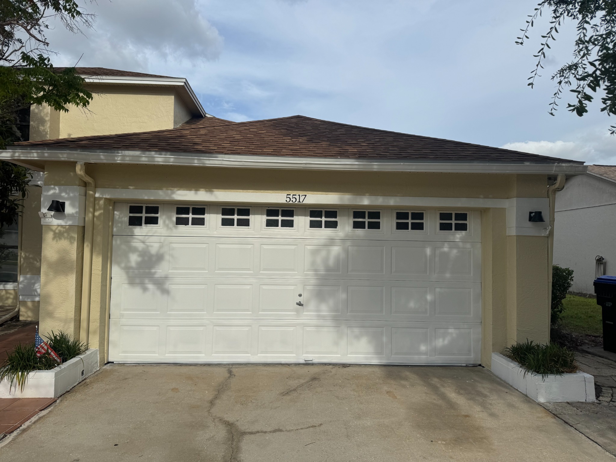 Freshly painted garage exterior